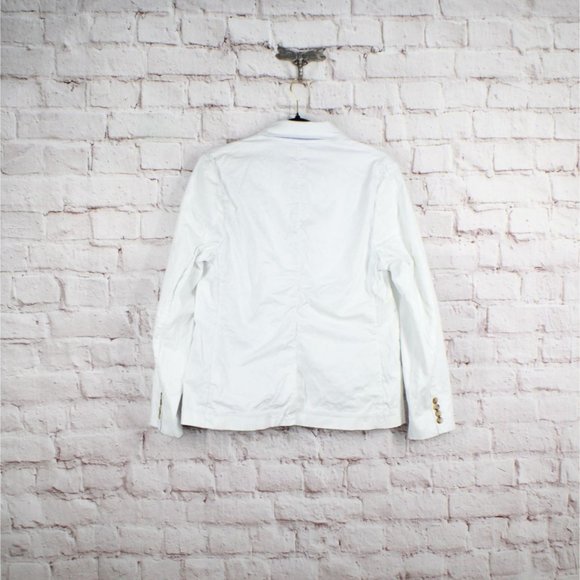 LL Bean White Cotton Two Buttons Casual Dress Classic Blazer Size  S - Picture 8 of 9